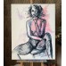 Nude Woman in Fishnet Tights - original oil on canvas painting 75 x 95 cm - Marina Stognieva